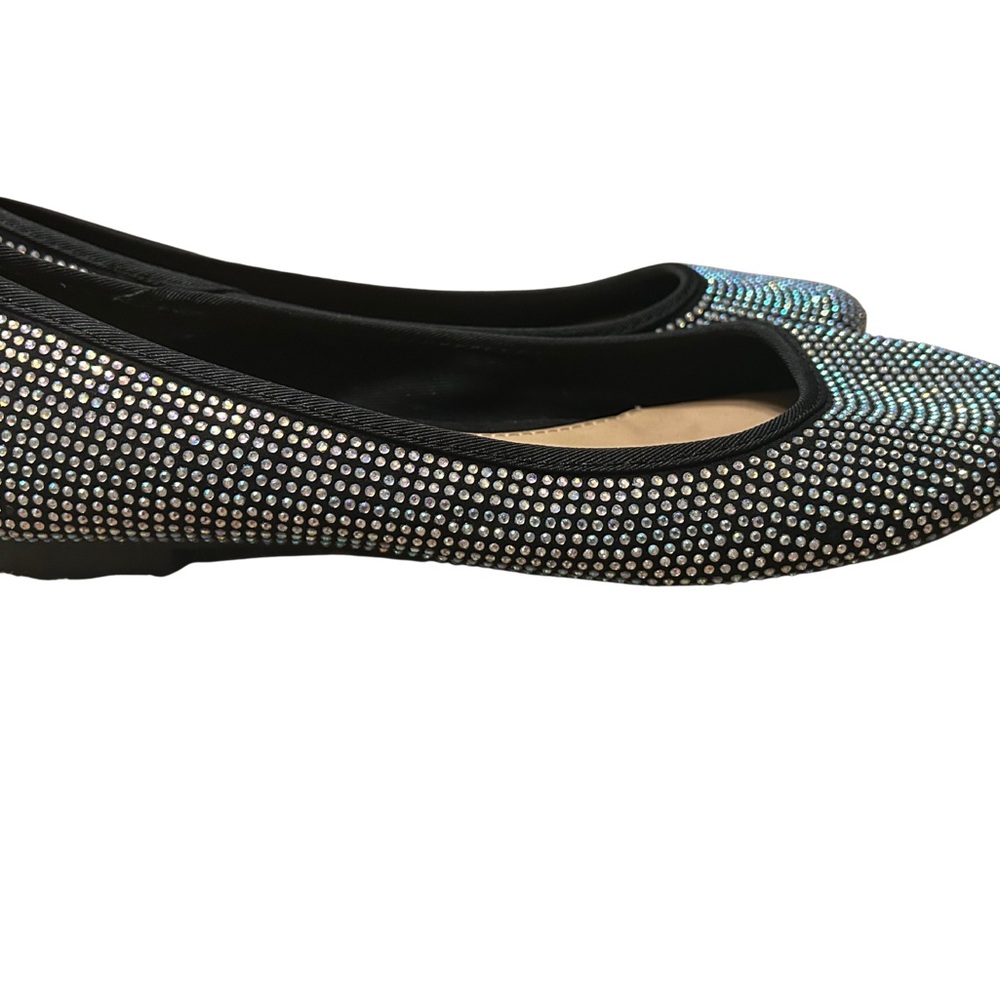 French Sole Black and White Rhinestone Flats - Picture 5 of 8